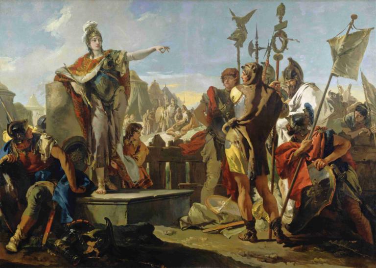 Queen Zenobia Addressing Her Soldiers,Drottning Zenobia talar till sina soldater,Giovanni Battista Tiepolo