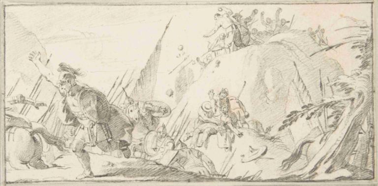 Scene of Combat,ฉากต่อสู้,Giovanni Battista Tiepolo,โจวานี บาทิสต้า ทิโบโร,การแกะสลักแผ่นทองแดง