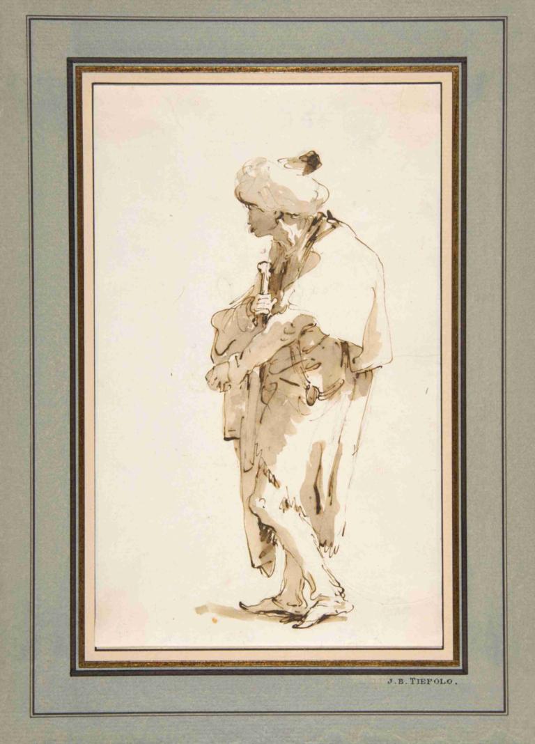 Standing Man in a Turban, Holding a Sword,Stojący mężczyzna w turbanie, trzymający miecz