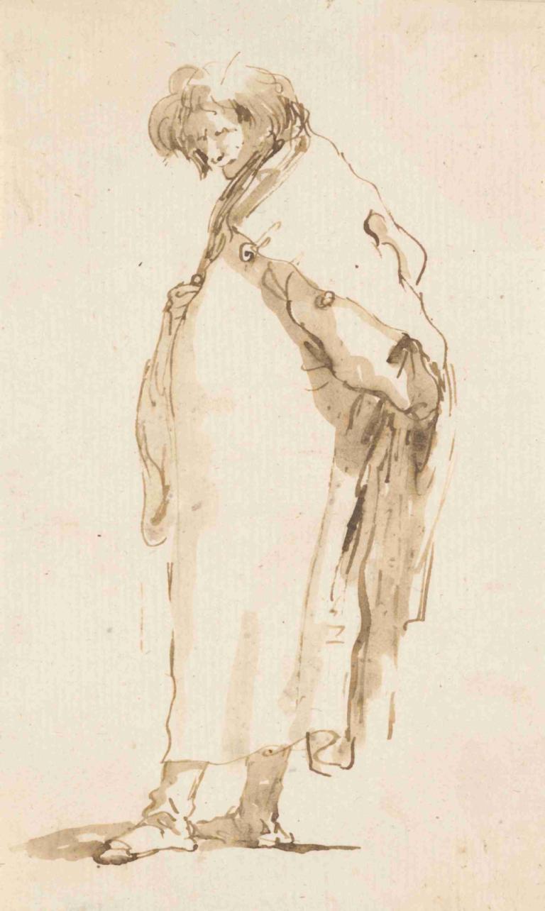 Standing Man, Turned to the Left,Stojący mężczyzna, obrócony w lewo,Giovanni Battista Tiepolo,Szkic,Szkic