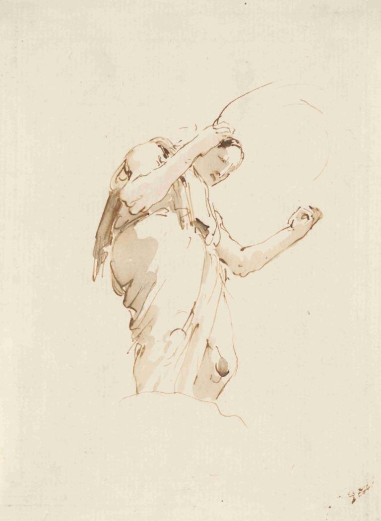 Standing Woman Holding a Hoop,Stojąca kobieta trzymająca obręcz,Giovanni Battista Tiepolo,Szkic,Szkic, solo