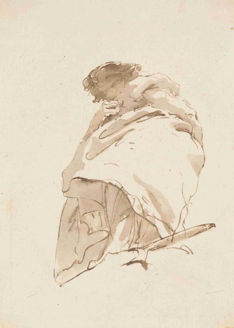 Standing Woman, Turned to the Left,Stojąca kobieta, odwrócona w lewo,Giovanni Battista Tiepolo,Szkic,Szkic