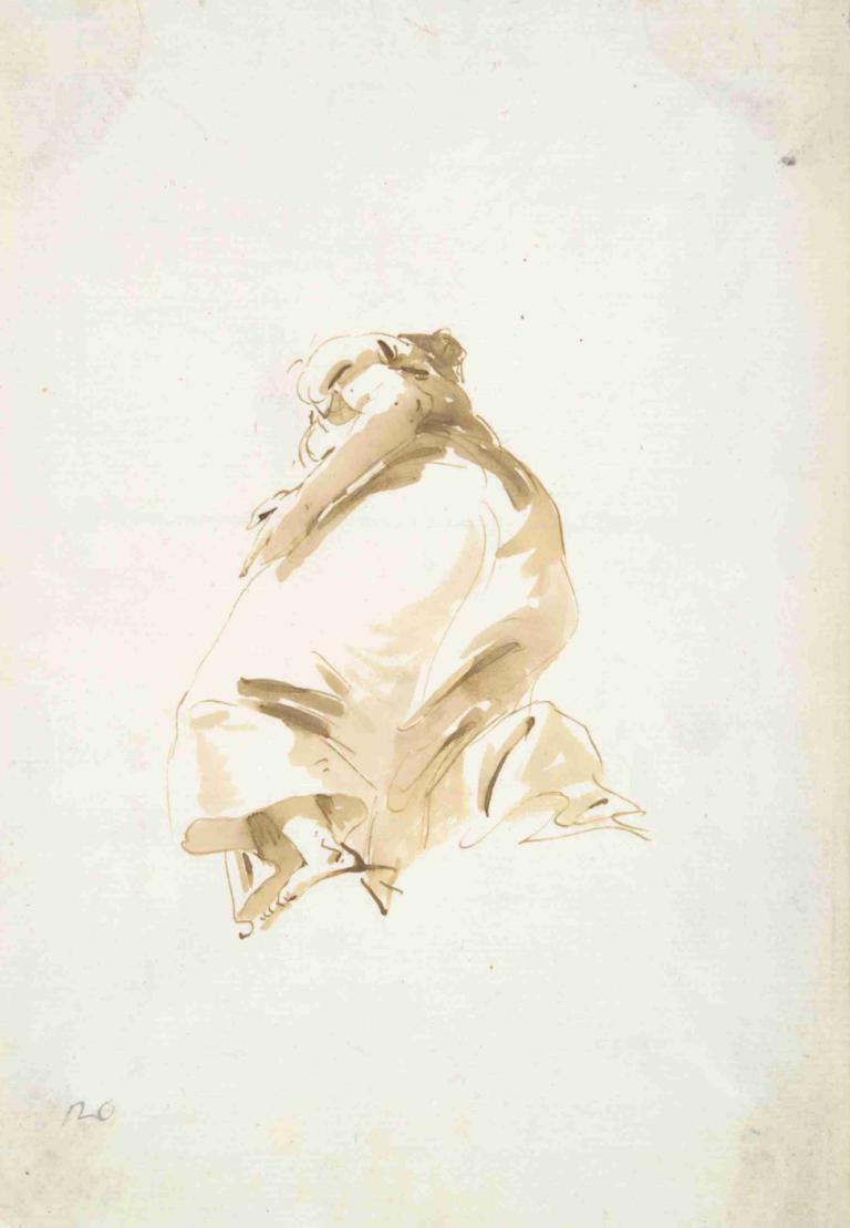 Standing female figure seen from the back and from below,Giovanni Battista Tiepolo,Sketch,Sketch, hug