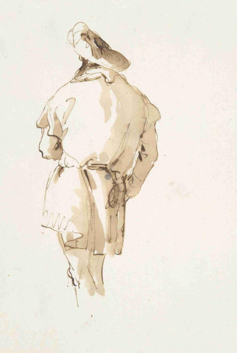 Standing male figure seen from behind,Figura masculina de pie vista desde atrás,Giovanni Battista Tiepolo