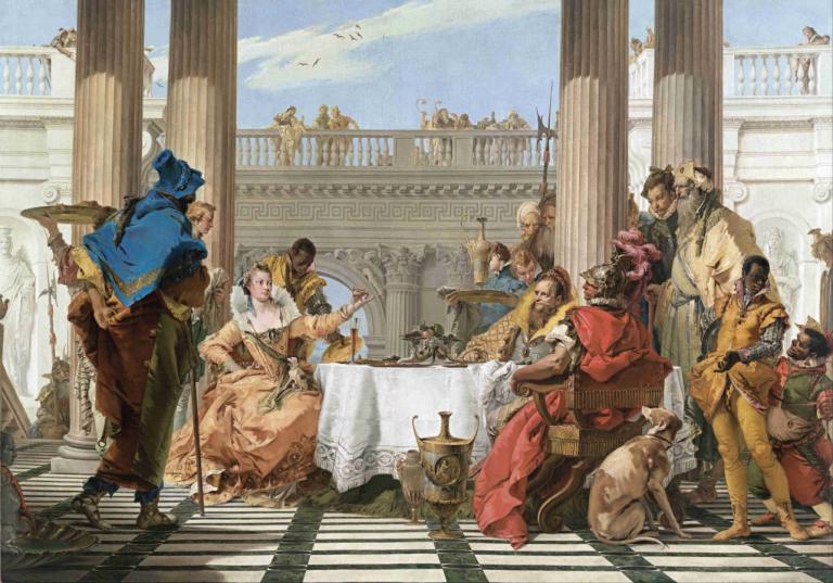 The Banquet Of Cleopatra,El banquete de Cleopatra,Giovanni Battista Tiepolo,Pintura al óleo,Pintura al óleo