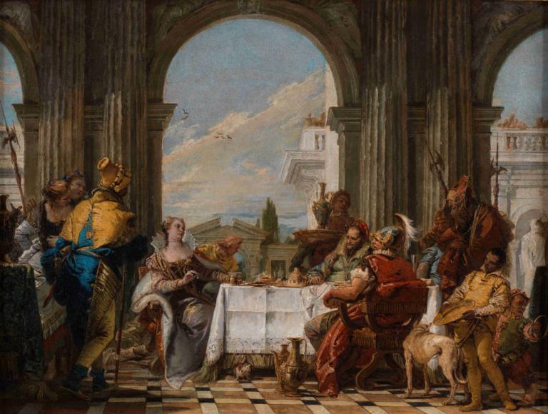 The Banquet of Cleopatra,El banquete de Cleopatra,Giovanni Battista Tiepolo,Pintura al óleo,Pintura al óleo