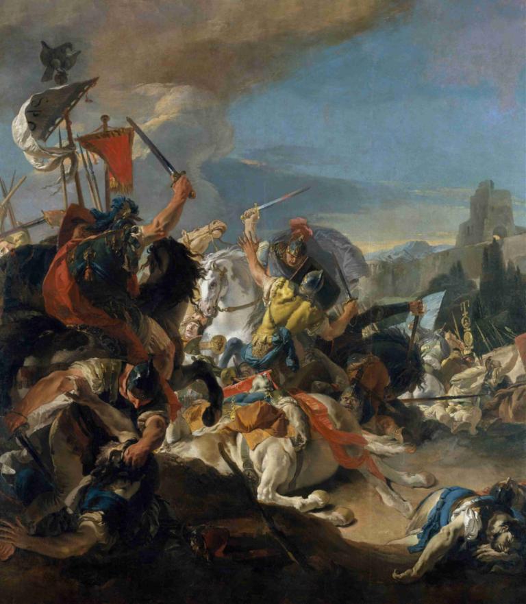 The Battle of Vercellae,La batalla de Vercellae,Giovanni Battista Tiepolo,Pintura al óleo,Pintura al óleo