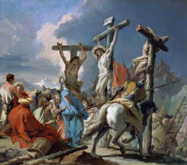 The Crucifixion,La Crucifixión,Giovanni Battista Tiepolo,Pintura al óleo,Pintura al óleo, varios chicos