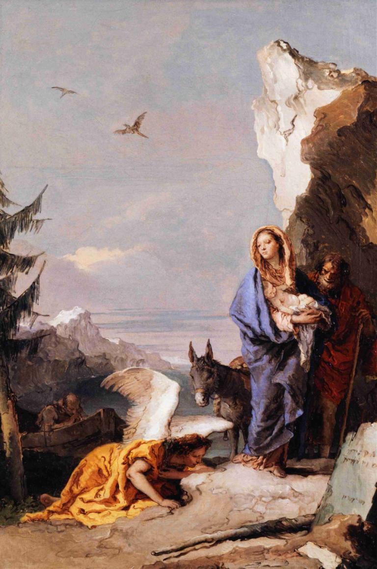 The Flight into Egypt,La huida a Egipto,Giovanni Battista Tiepolo,Pintura al óleo,Pintura al óleo