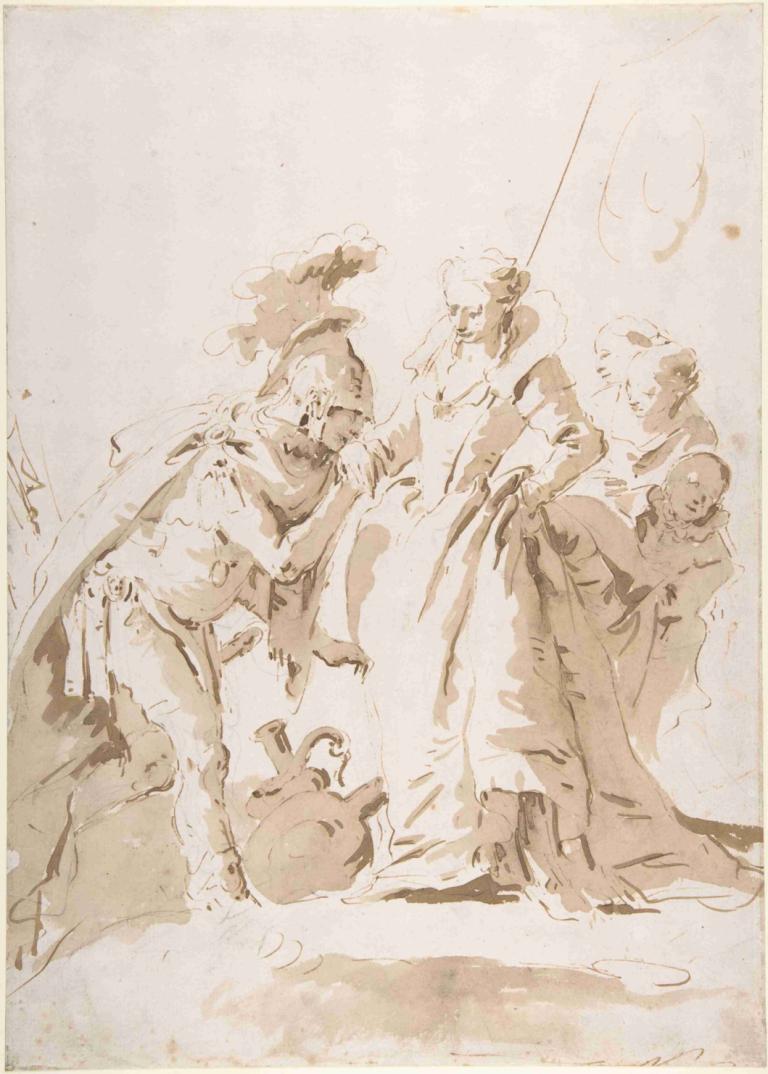 The Meeting of Anthony and Cleopatra,El encuentro de Antonio y Cleopatra,Giovanni Battista Tiepolo,Bosquejo