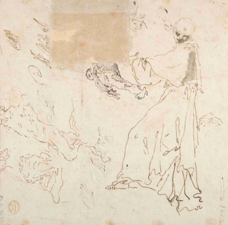 Youth in Clerical Robes and Other Studies,사무복을 입은 청소년과 다른 연구들,Giovanni Battista Tiepolo,지오바니 바티스타 티에폴로,스케치