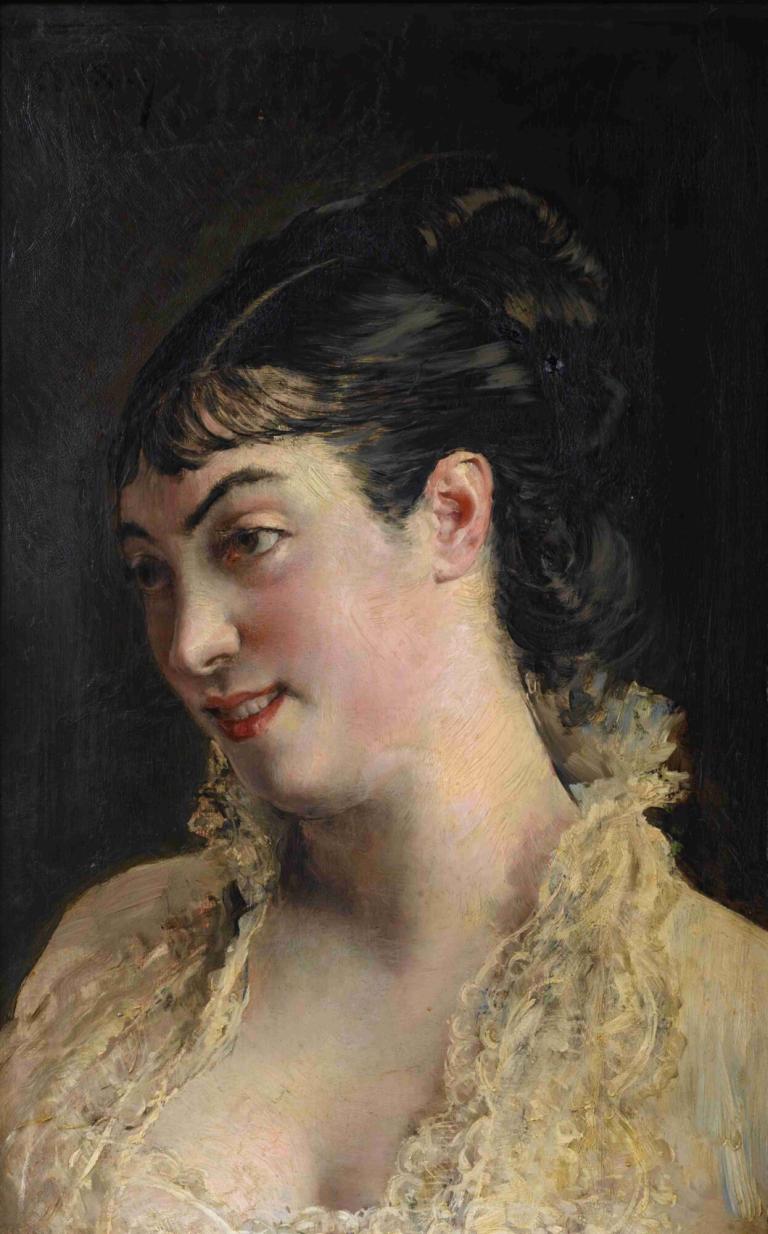 La bella donna,Krásná žena,Giovanni Boldini,Olejomalba,Olejomalba, 1 dívka, sólo, černé vlasy, realistický