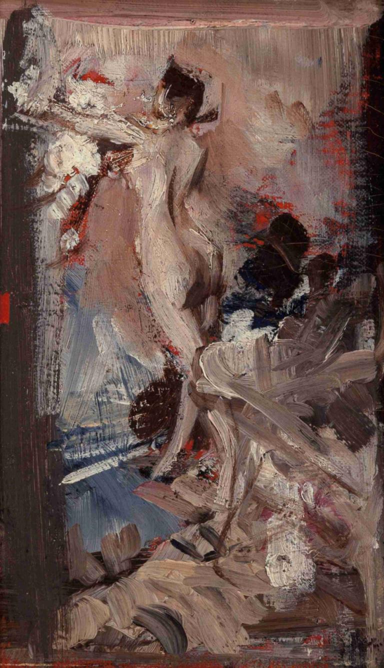 Nudo femminile con pelle di tigre [Study],호랑이 가죽을 입은 여성 누드 [연구].,Giovanni Boldini,지오바니 볼디니,오일 페인팅,오일 페인팅, 독주