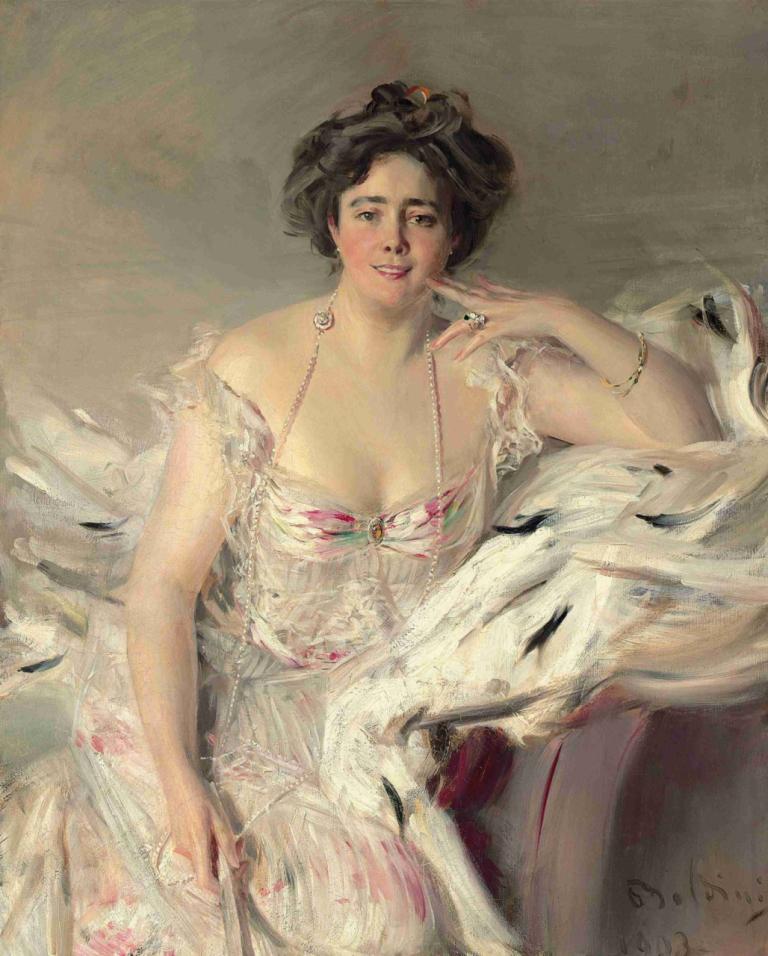 Portrait of Lady Nanne Schrader, née Wiborg,Chân dung của bà Nanne Schrader, Née Wiiborg,Giovanni Boldini