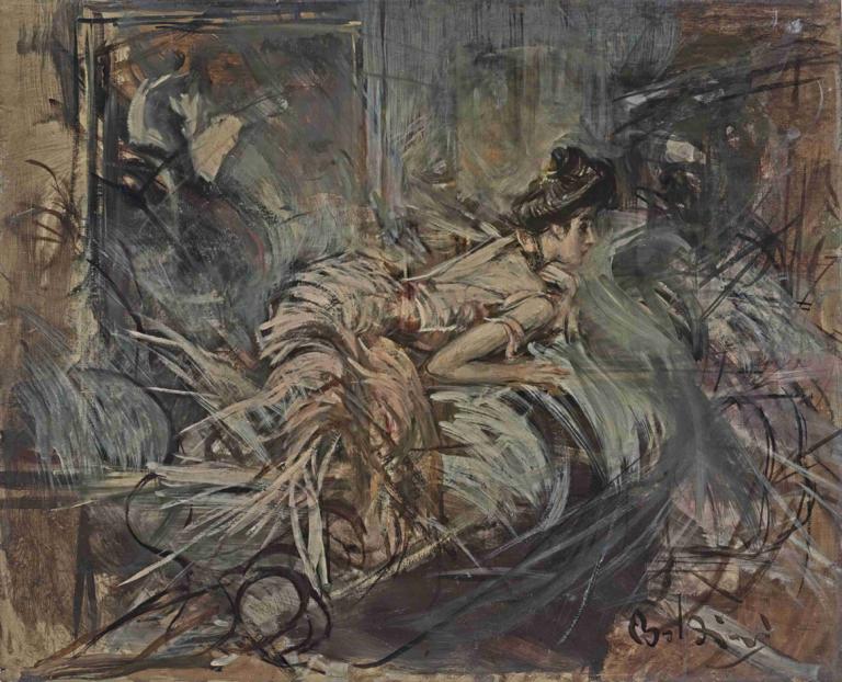 The Artist's Model,アーティストのモデル,Giovanni Boldini,ジョバンニ・ボルディーニ,油絵,油絵, 1女の子, ソロ, 黒髪, おだんごヘア