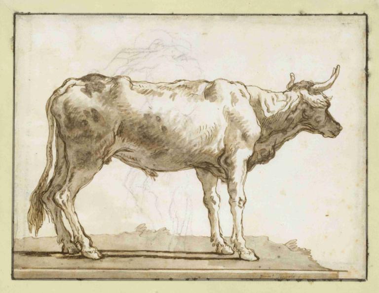 A Bullock Standing to the Right (on a Base),Giovanni Domenico Tiepolo,Copperplate Etching,Copperplate Etching