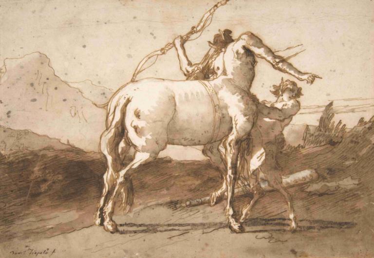 A Centaur and a Satyr,Giovanni Domenico Tiepolo,Copperplate Etching,Copperplate Etching, monochrome