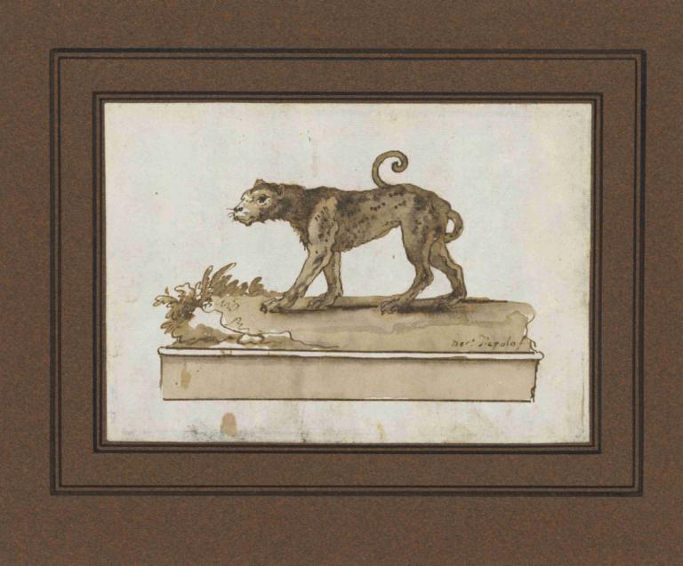 A Leopard, Moving to the Left (on a Base),Giovanni Domenico Tiepolo,Copperplate Etching,Copperplate Etching