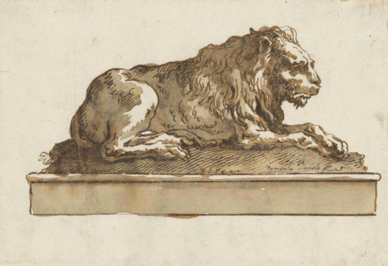 A Lion, Lying Toward the Right (on a Base),Lev, ležící vpravo (na základně),Giovanni Domenico Tiepolo