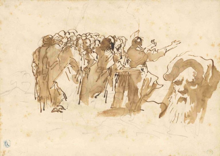 A Saint Preaching, and the Head of an Oriental,聖人佈道，東方人之首,Giovanni Domenico Tiepolo,喬瓦尼·多梅尼科·蒂埃波洛,銅版畫,銅版畫