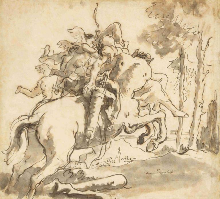 Centaur Carrying Off a Nymph,ニンフを運ぶケンタウロス,Giovanni Domenico Tiepolo,ジョヴァンニ・ドメニコ・ティエポロ,銅版エッチング,銅版エッチング, 馬, 乗馬