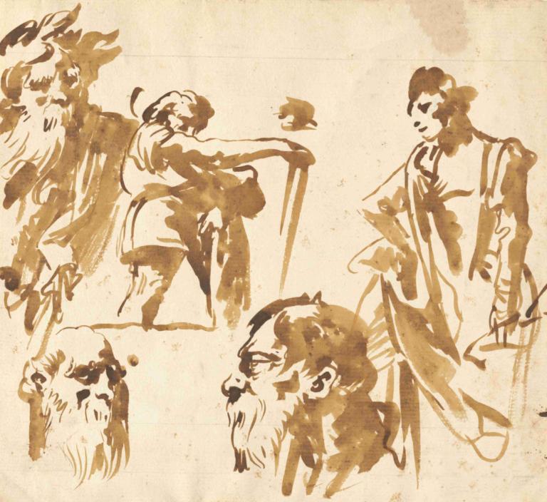 Figures and Faces,인물 및 얼굴,Giovanni Domenico Tiepolo,지오바니 도메니코 티에폴로,동판 에칭,동판 에칭, 단색화, 여자 1명, 독주