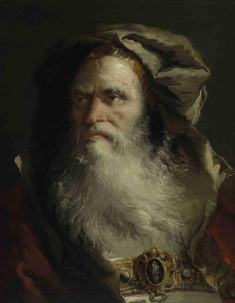 Head of a Philosopher,Hoofd van een filosoof,Giovanni Domenico Tiepolo,Olieverf,Olieverf, solo, 1 jongen