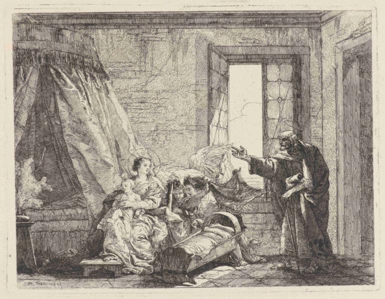 Joseph Relays to Mary God’s Command to Flee,ヨセフ、マリアに「逃げろ」という神の命令を伝える,Giovanni Domenico Tiepolo