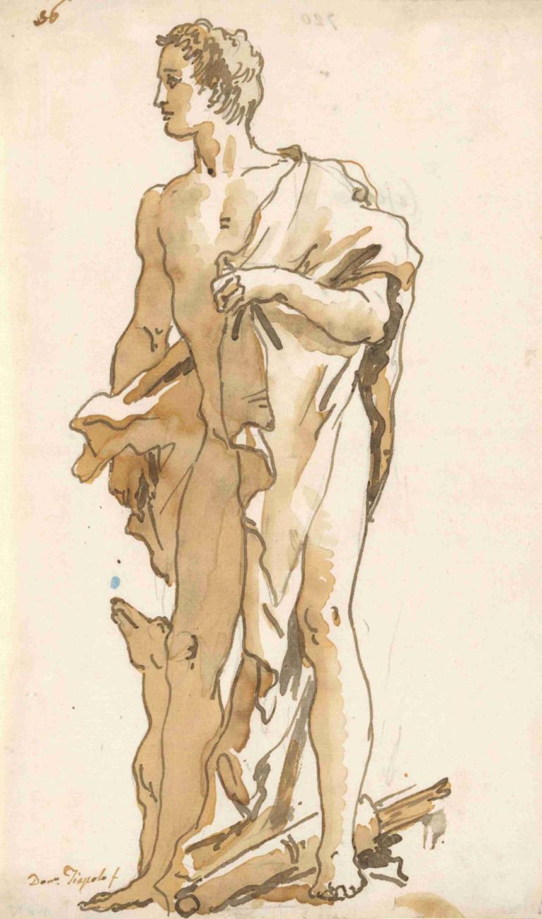 Meleager, Turning to the Left,Meleager, Draaien naar links,Giovanni Domenico Tiepolo,Schetsen,Schetsen