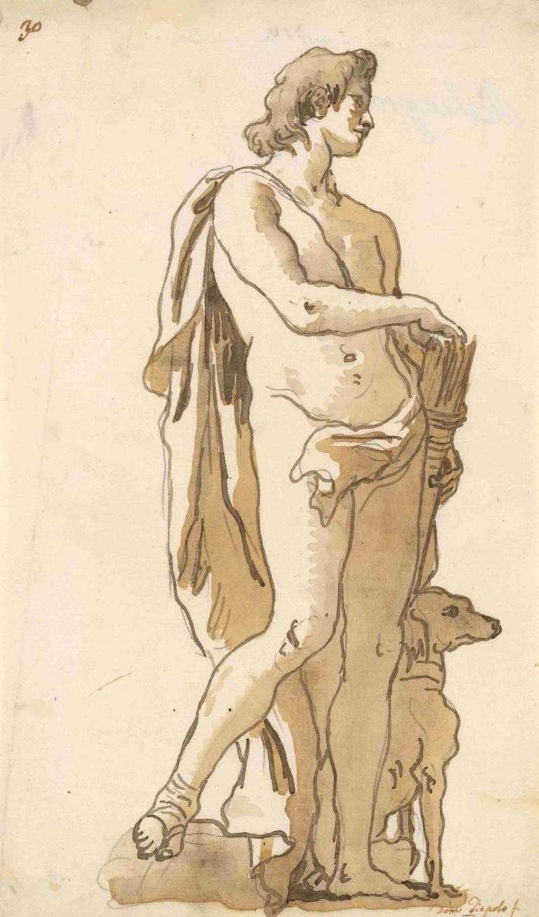 Meleager, Turning to the Right,Meleager, Draaien naar rechts,Giovanni Domenico Tiepolo,Schetsen,Schetsen