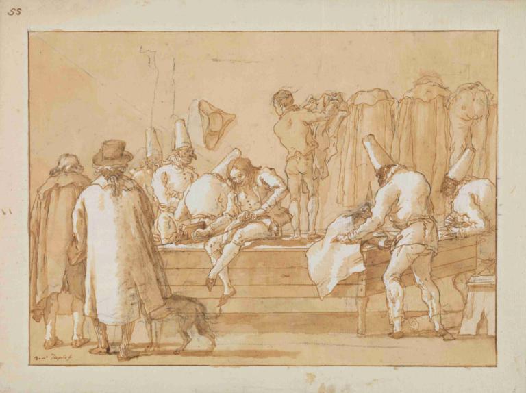 Punchinello as Tailor's Assistant,Punchinello kot pomočnik krojača,Giovanni Domenico Tiepolo