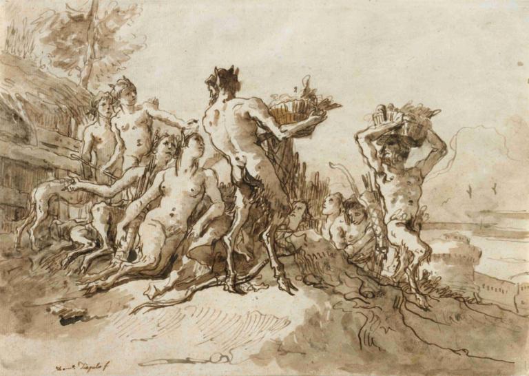 Satyrs Carrying Baskets of Provision for Their Families