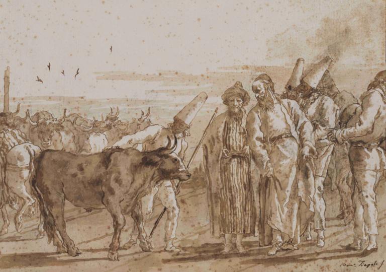 The Cattle Vendor,Prodajalec govedi,Giovanni Domenico Tiepolo,Bakrorez Jedkanica,Bakrorez Jedkanica, orožje