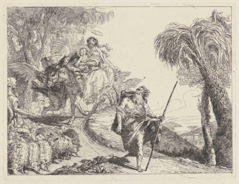 The Flight with Joseph in the Foreground,Let z Jožefom v ospredju,Giovanni Domenico Tiepolo