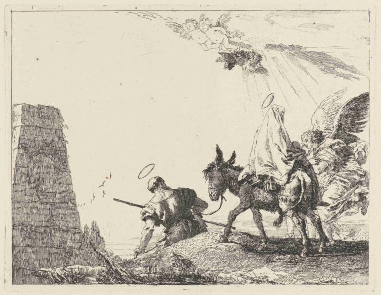 The Flight with Obelisk at the Left,Flugten med obelisken til venstre,Giovanni Domenico Tiepolo