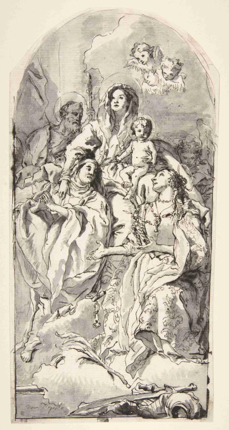 The Holy Family with Two Female Saints,Sfânta Familie cu două femei sfinte,Giovanni Domenico Tiepolo