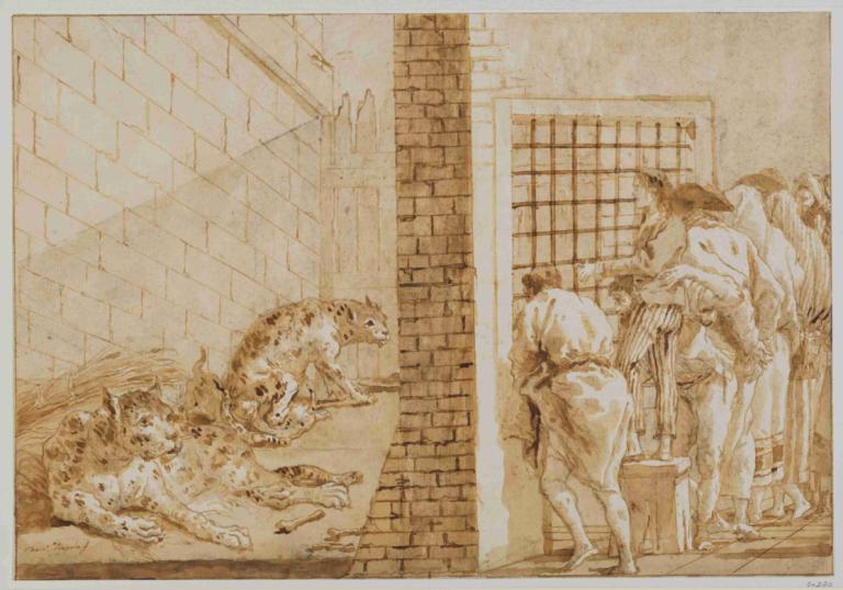 The Leopards' Cage at the Menagerie,Cușca leoparzilor de la Menajerie,Giovanni Domenico Tiepolo