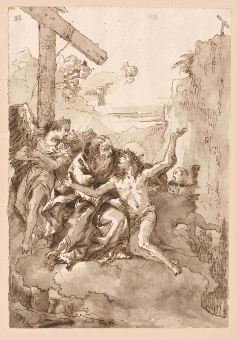 The Trinity in the Clouds,Kolminaisuus pilvissä,Giovanni Domenico Tiepolo,Kuparilevyetsaus,Kuparilevyetsaus