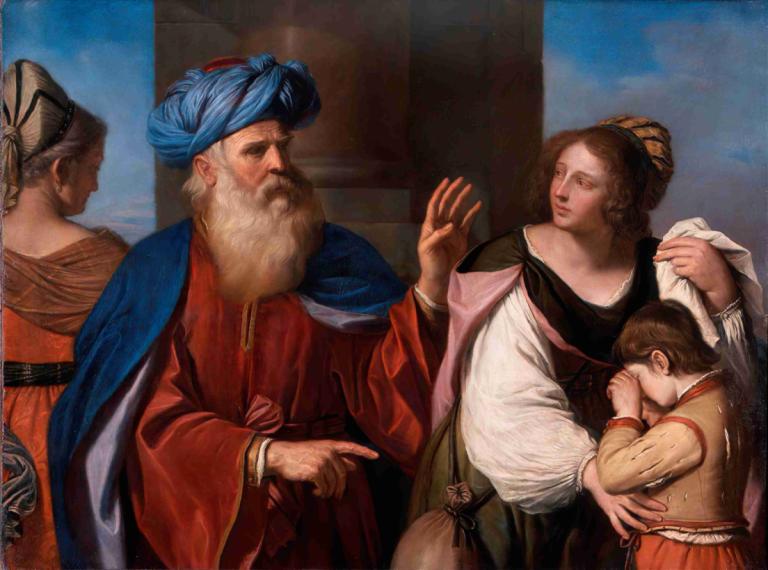 Abraham Casting out Hagar and Ishmael,Guercino,Oil Painting,Oil Painting, fine art parody, parody, brown hair