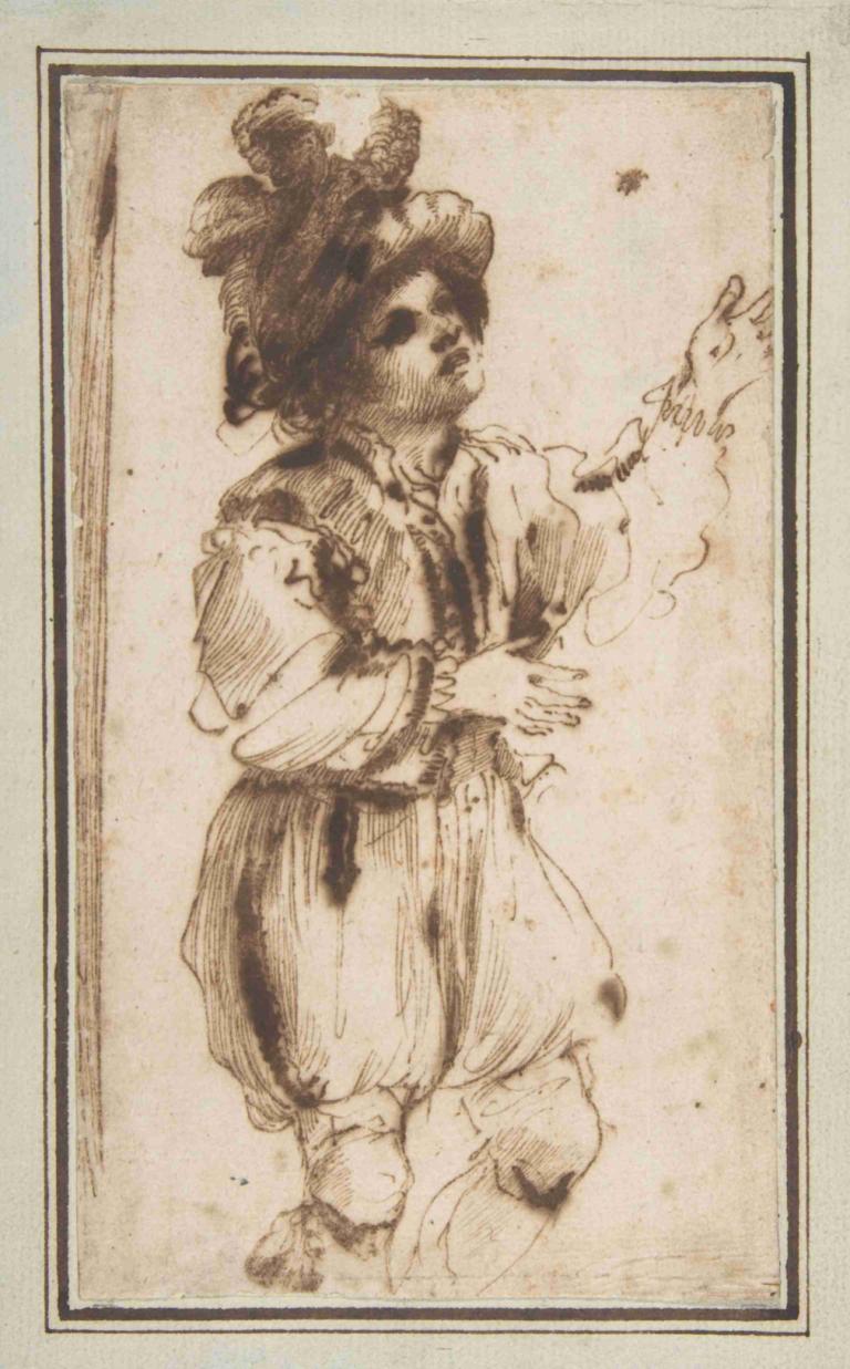 Boy Chasing a Butterfly,Anak Laki-laki Mengejar Kupu-Kupu,Guercino,Sketsa,Sketsa, solo, satu warna