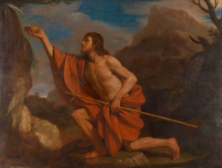 Saint John the Baptist in the Wilderness,Johannes de Doper in de woestijn,Guercino,Olieverf,Olieverf