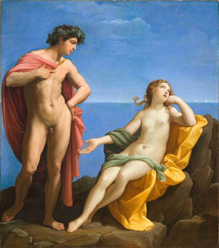 Bacchus and Ariadne,Guido Reni,Oil Painting,Oil Painting, fine art parody, parody, nude, nipples, 1boy