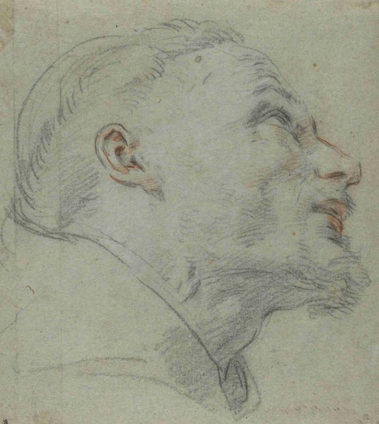 Head of Saint Francis,Kepala Santo Fransiskus,Guido Reni,Sketsa,Sketsa, 1 anak laki-laki, fokus pria, solo