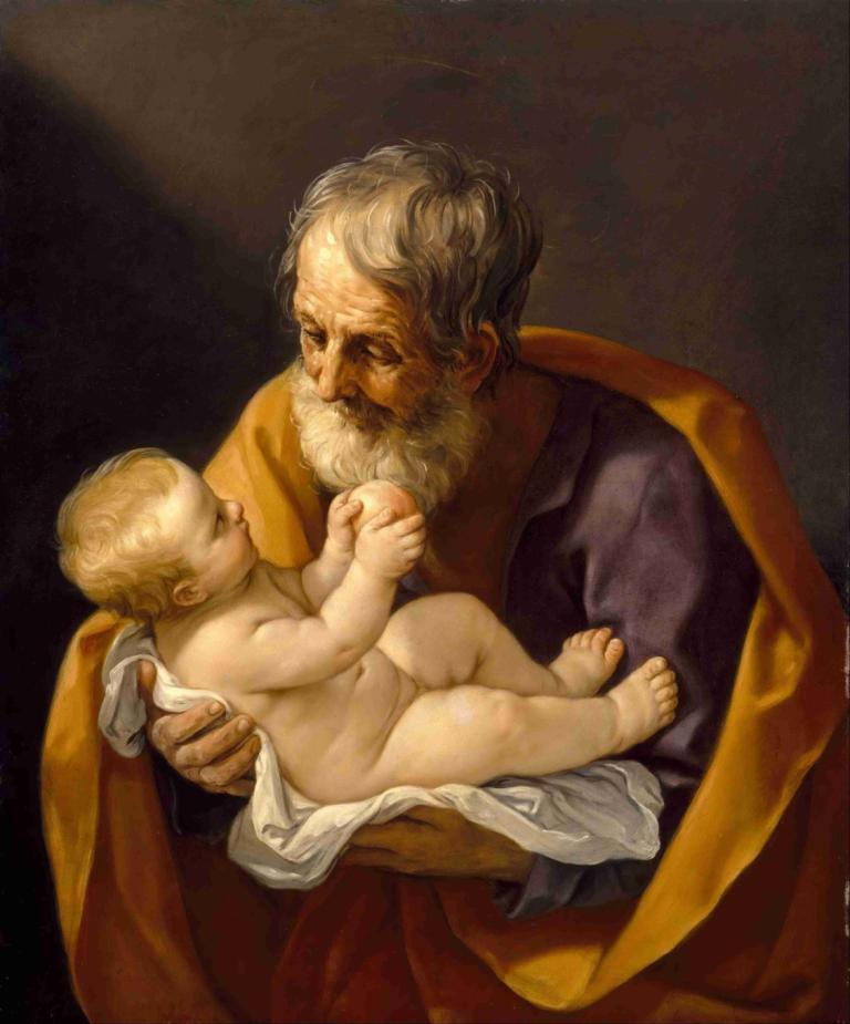 Saint Joseph and the Christ Child,Santo Yosef dan Anak Kristus,Guido Reni,Lukisan cat minyak