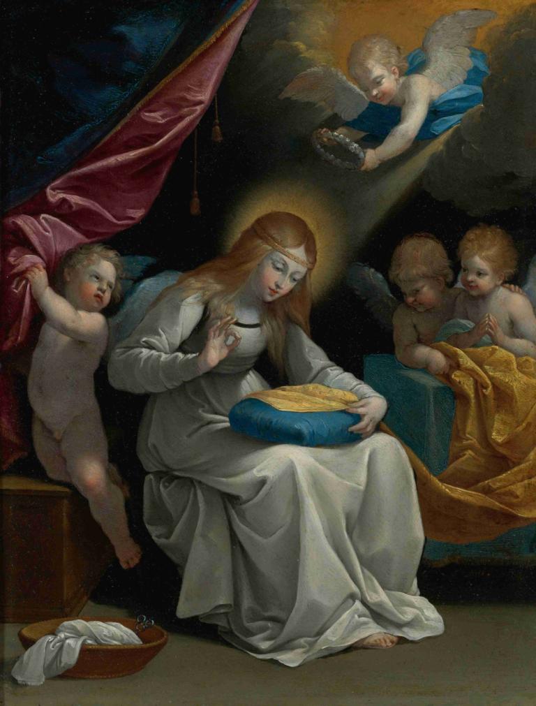 The Virgin Sewing, Accompanied By Four Angels, Known As La Couseuse,Guido Reni,Oil Painting,Oil Painting