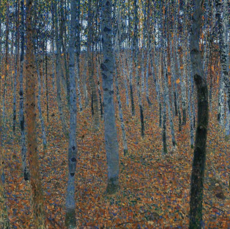 Beech Grove I,Gustav Klimt,Oljemålning,Oljemålning, natur, landskap, inga människor, skog, utomhus, träd