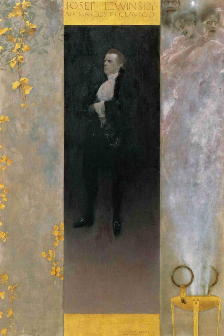 Josef Lewinsky als Carlos in Clavigo,約瑟夫·萊溫斯基·ALS·卡洛斯在Clavigo,Gustav Klimt,古斯塔夫·克裡姆特,插畫,插畫, 1男孩, 男性焦點, 阿斯科特