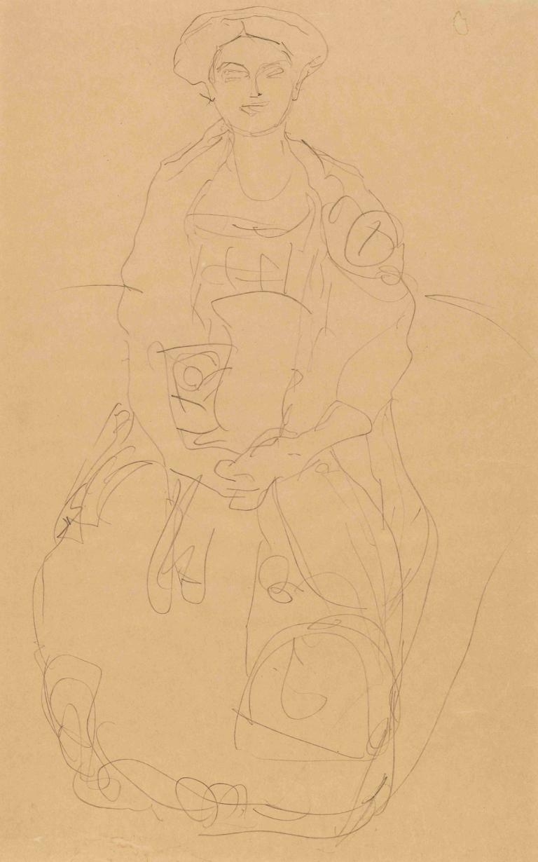 Portrait of Eugenia (Mäda) Primavesi,Porträt von Eugenia (Mäda) Primavesi,Gustav Klimt,Skizze,Skizze, 1Junge