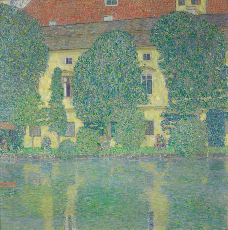 Schloss Kammer am Attersee III,Gustav Klimt,Oil Painting,Oil Painting, house, window, outdoors, scenery