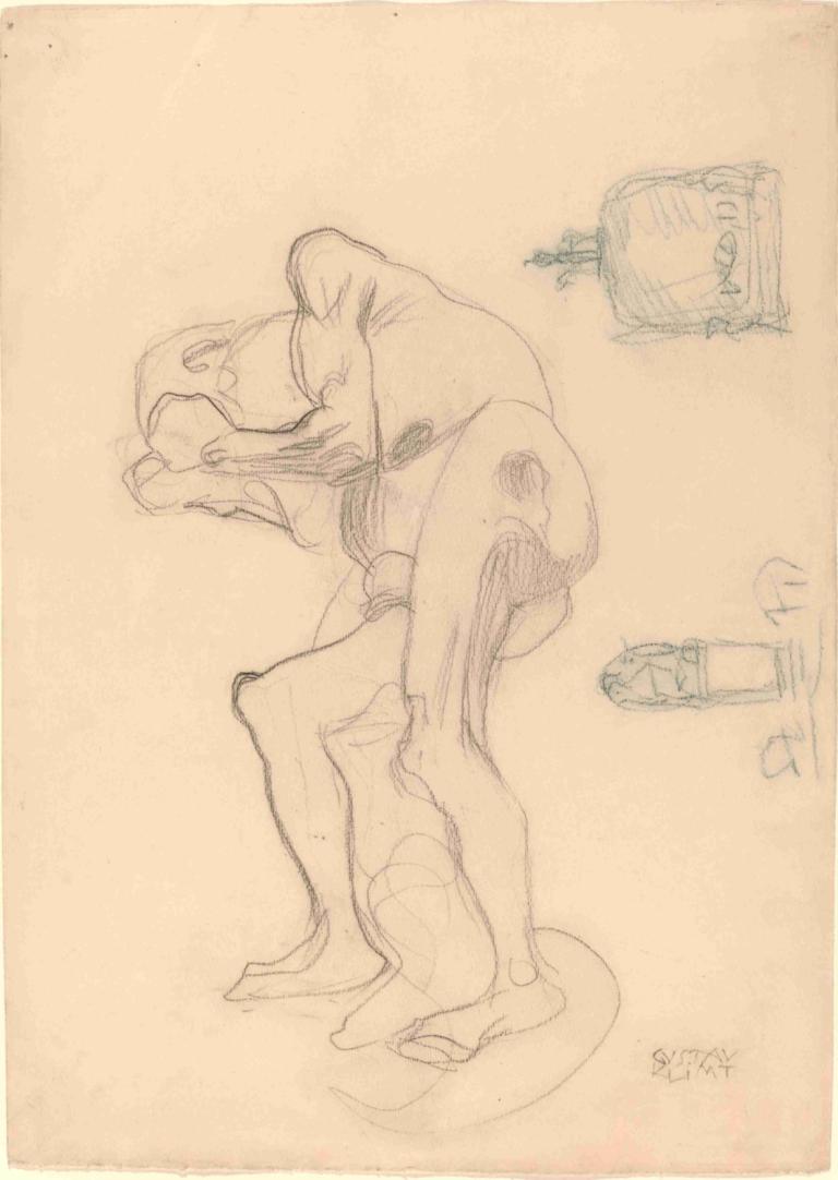 Study of a Nude Old Woman Clenching Her Fists, and Two Decorative Objects